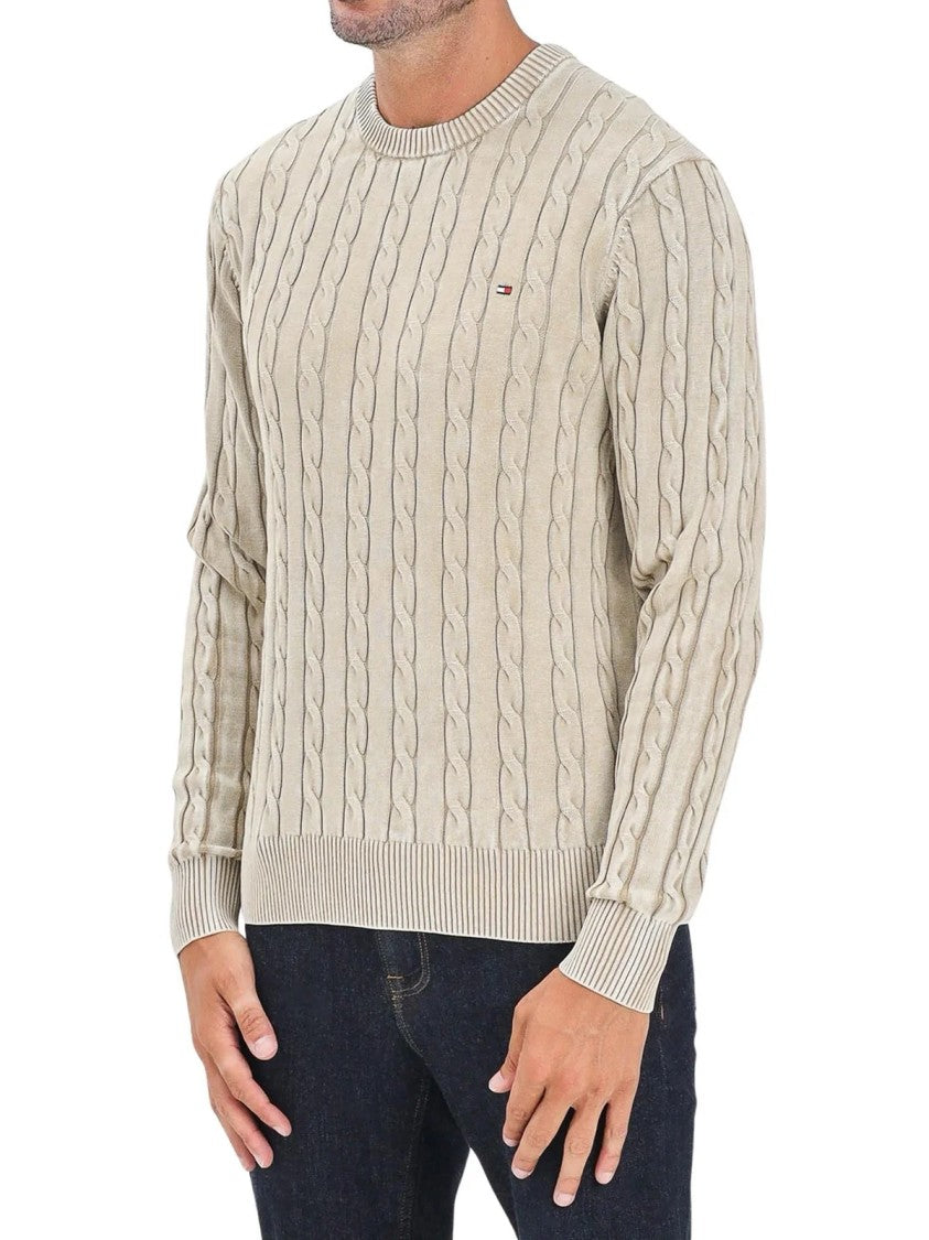 Tommy Hilfiger Cable Knit Cotton Crewneck Sweater By Tommy Hilfiger