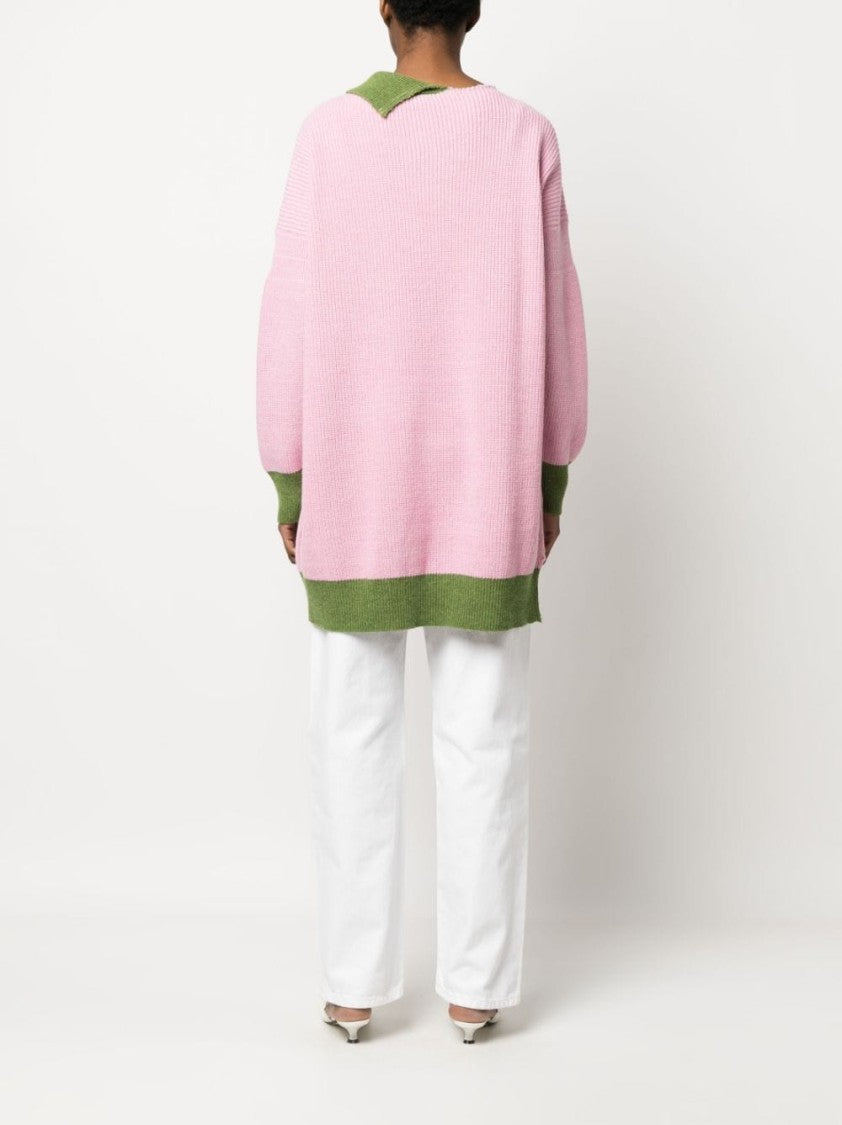 Marni Asymmetric Raw-Edge Ribbed Jumper