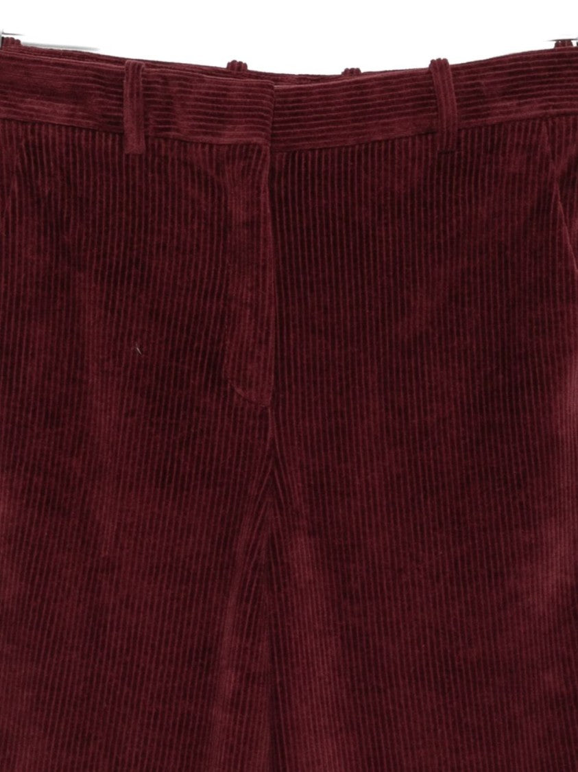 Circolo 1901 Straight-Leg Bordeaux Trousers With Rich Corduroy Texture