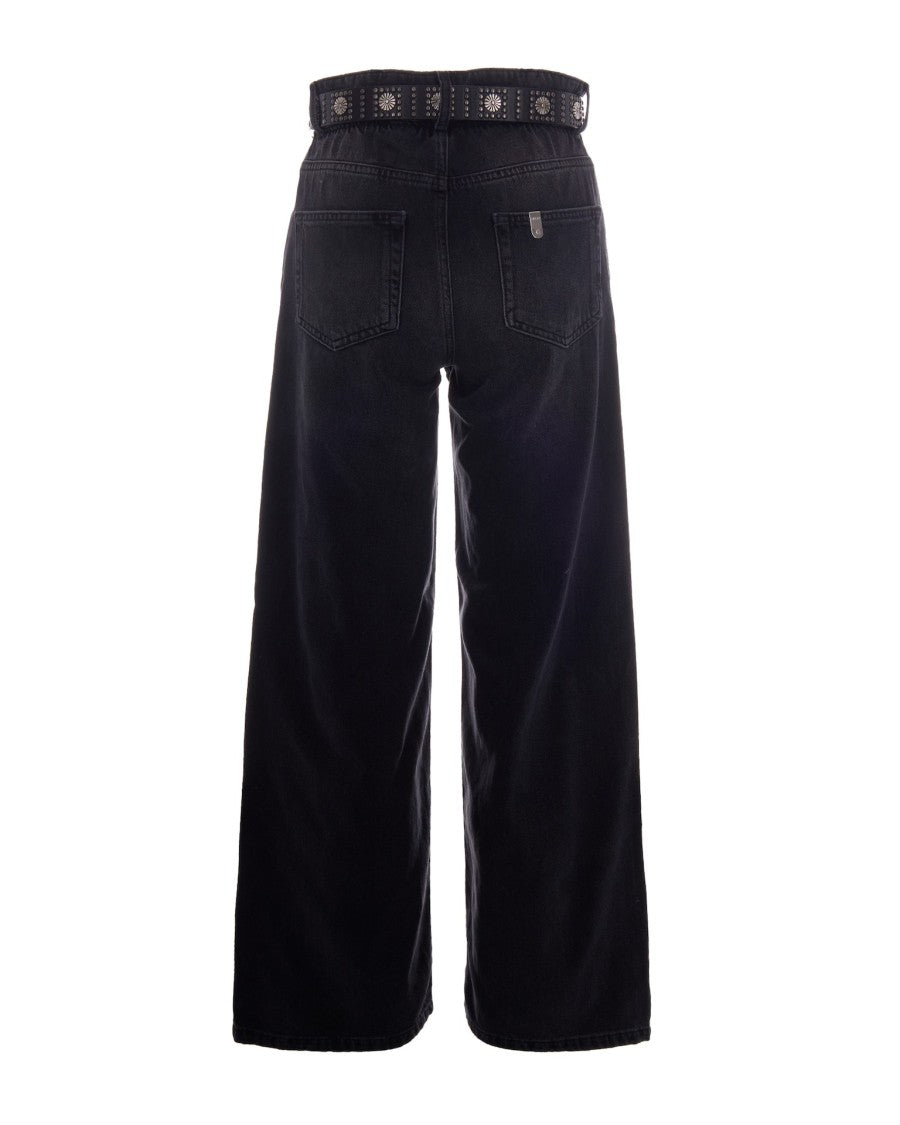Liu Jo Black Candy Belt Stone Wash Flared Jeans