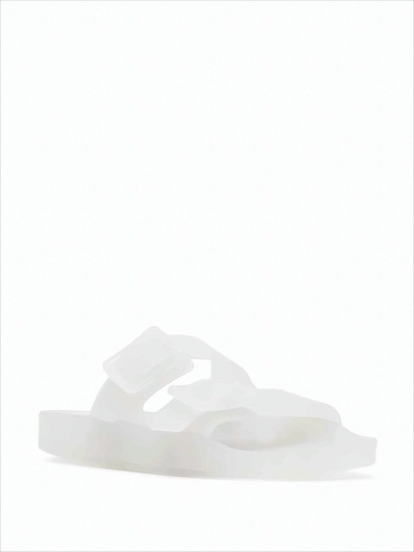 Balenciaga Translucent Rubber Slide Sandals With Adjustable Buckle Straps