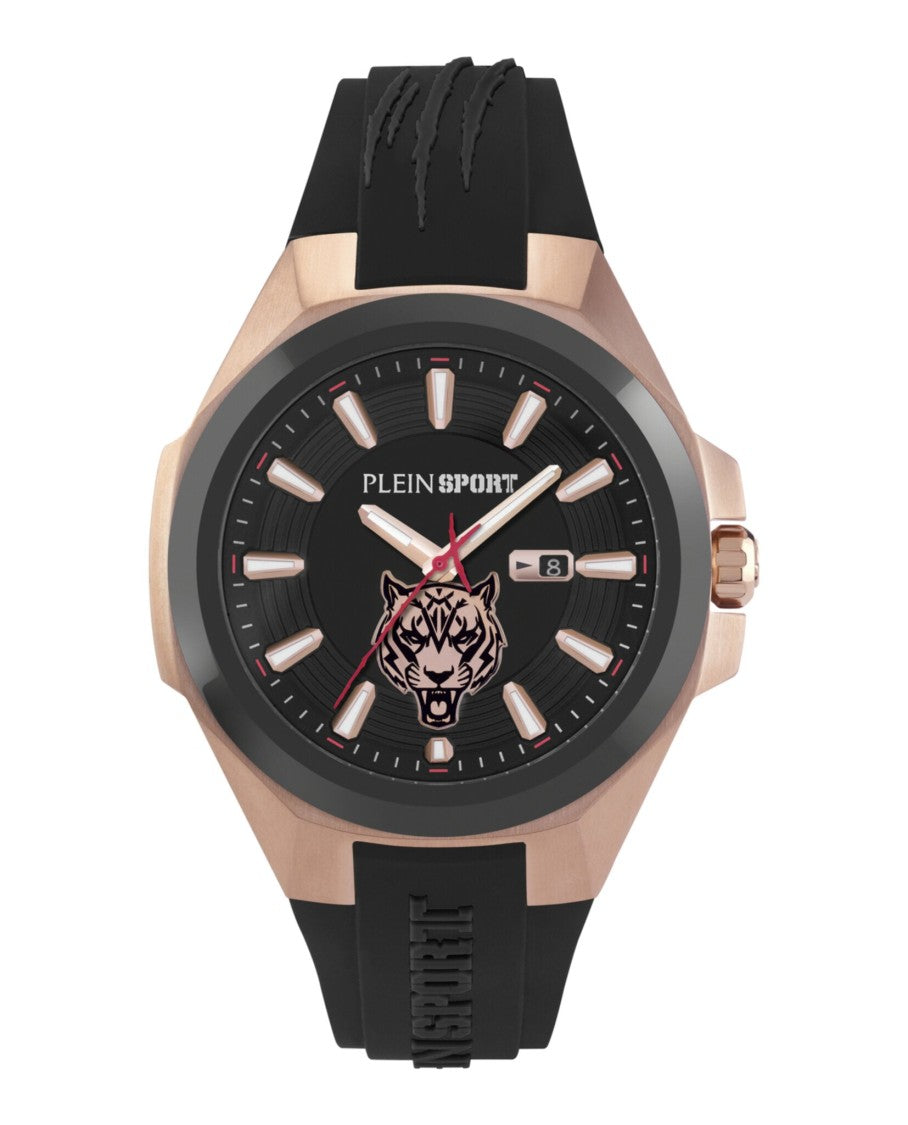 Plein Sport 47Mm Tigermaster Silicone Watch With Rose Gold Case