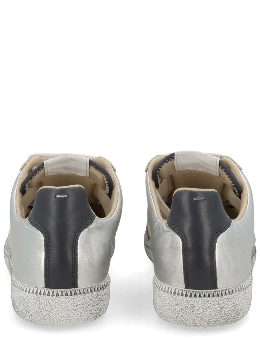 Maison Margiela Silver Replica Polyester-Blend Suede Sneakers