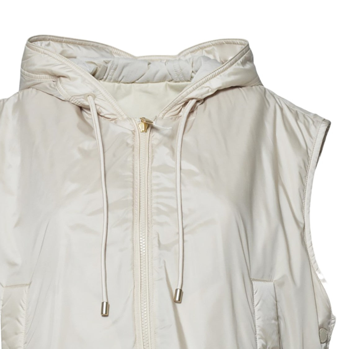 Max Mara Cropped Sleeveless Jacket With Hood And Zip Closure