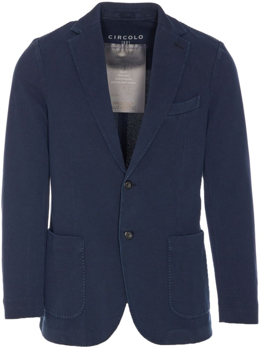 Circolo 1901 Blue Tailored Blazer With Notch Lapel