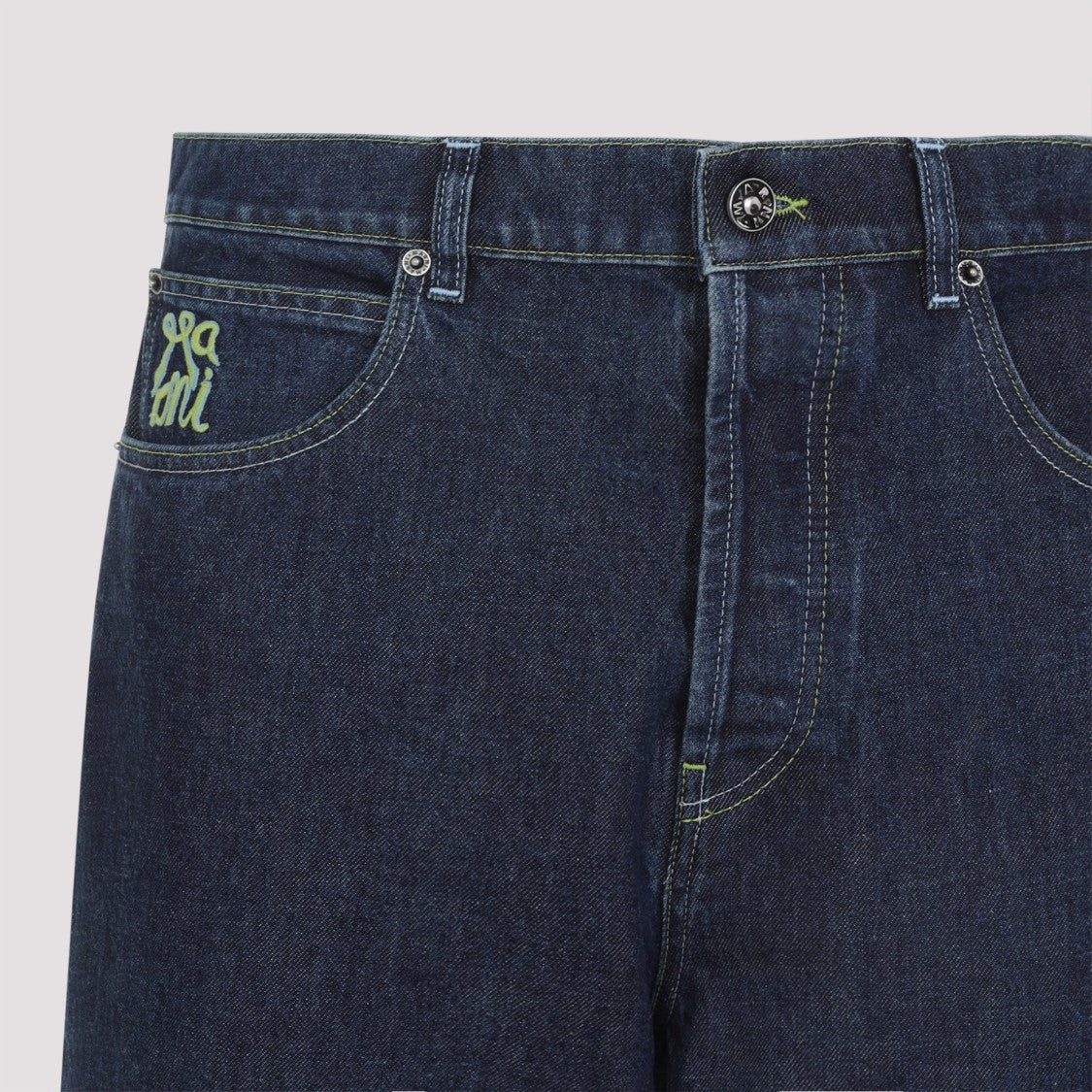Marni Five-Pocket Blue Denim Jeans With Logo Embroidery