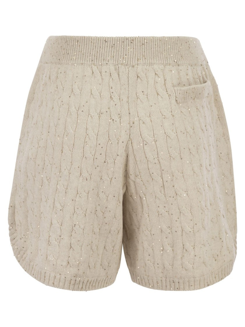 Brunello Cucinelli Cotton Knit Shorts With Sequins