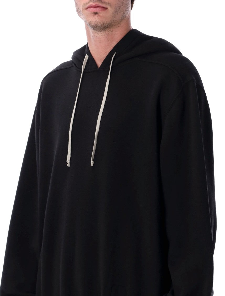 Drkshdw By Rick Owens Relaxed Fit Black Hoodie With Contrasting Drawstrings