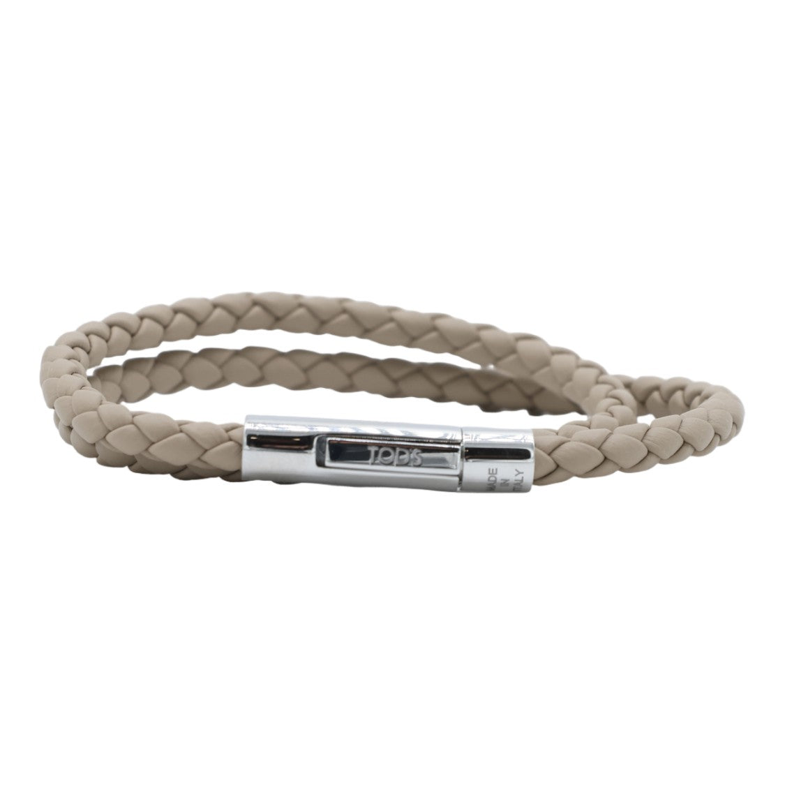 Tod's Double-Wrap Braided Bracelet With Polished Silver-Tone Clasp
