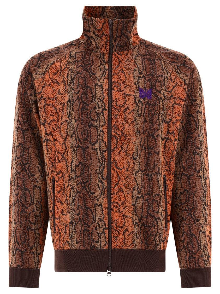 Needles Brown Track Sweatshirt With Snake Print