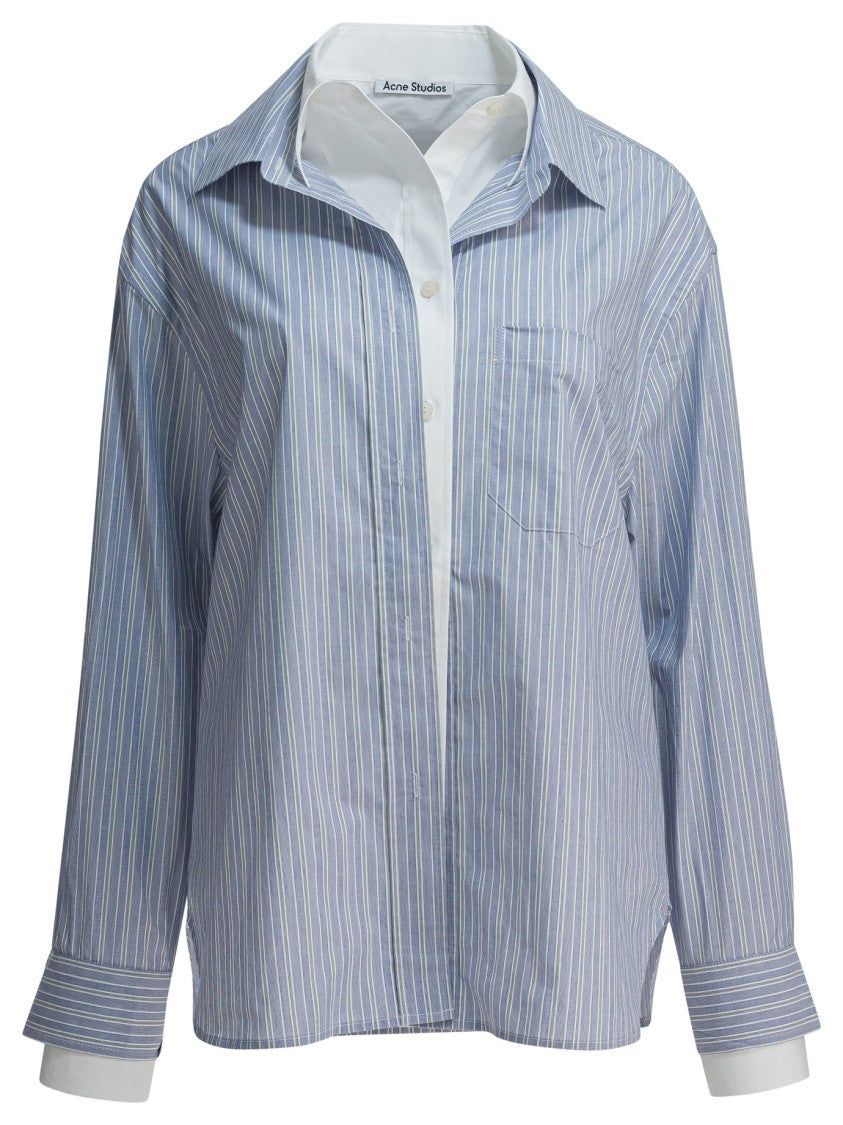 Acne Studios Light Blue Striped Shirt With Relaxed Fit