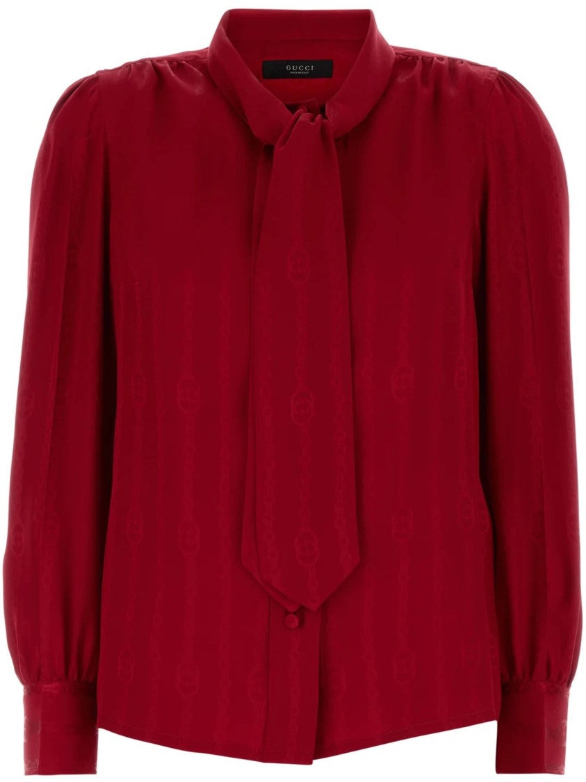 Gucci Red Shirt Satin Blouse