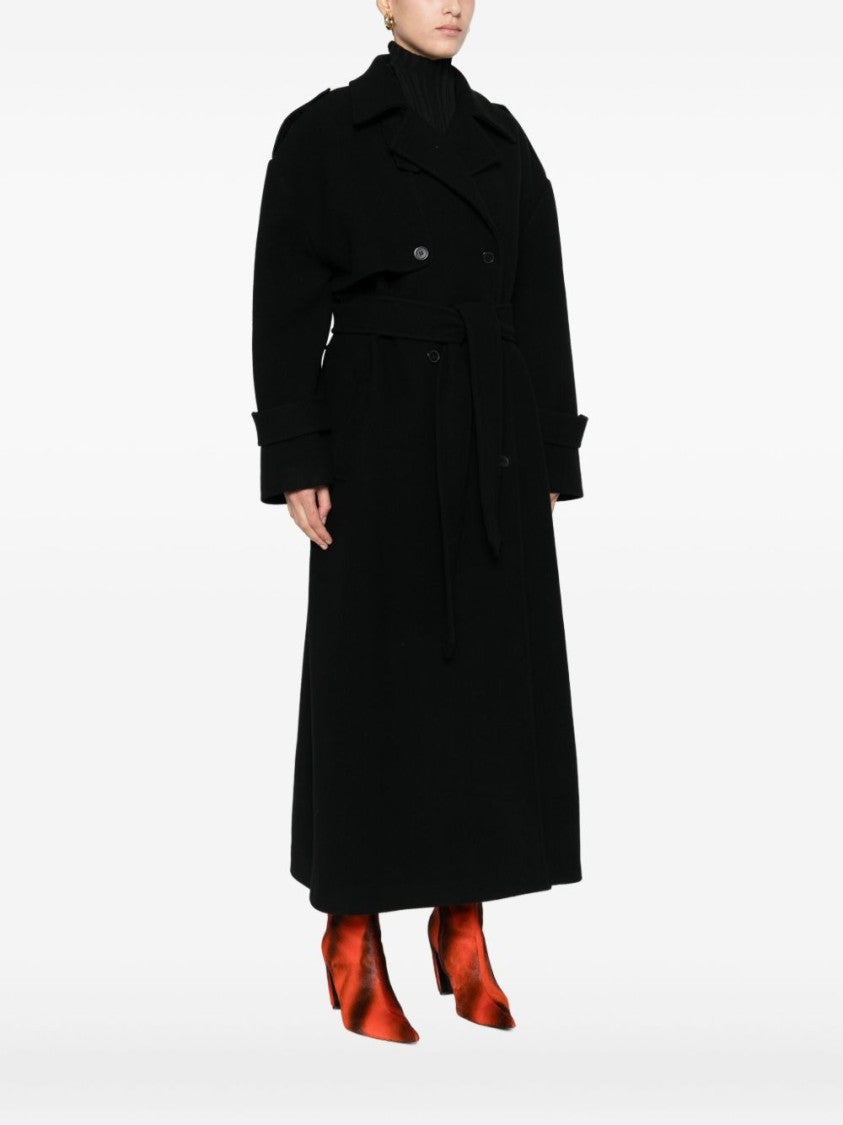 The Nina Studio Double-Breasted Belted Coat With Structured Silhouette
