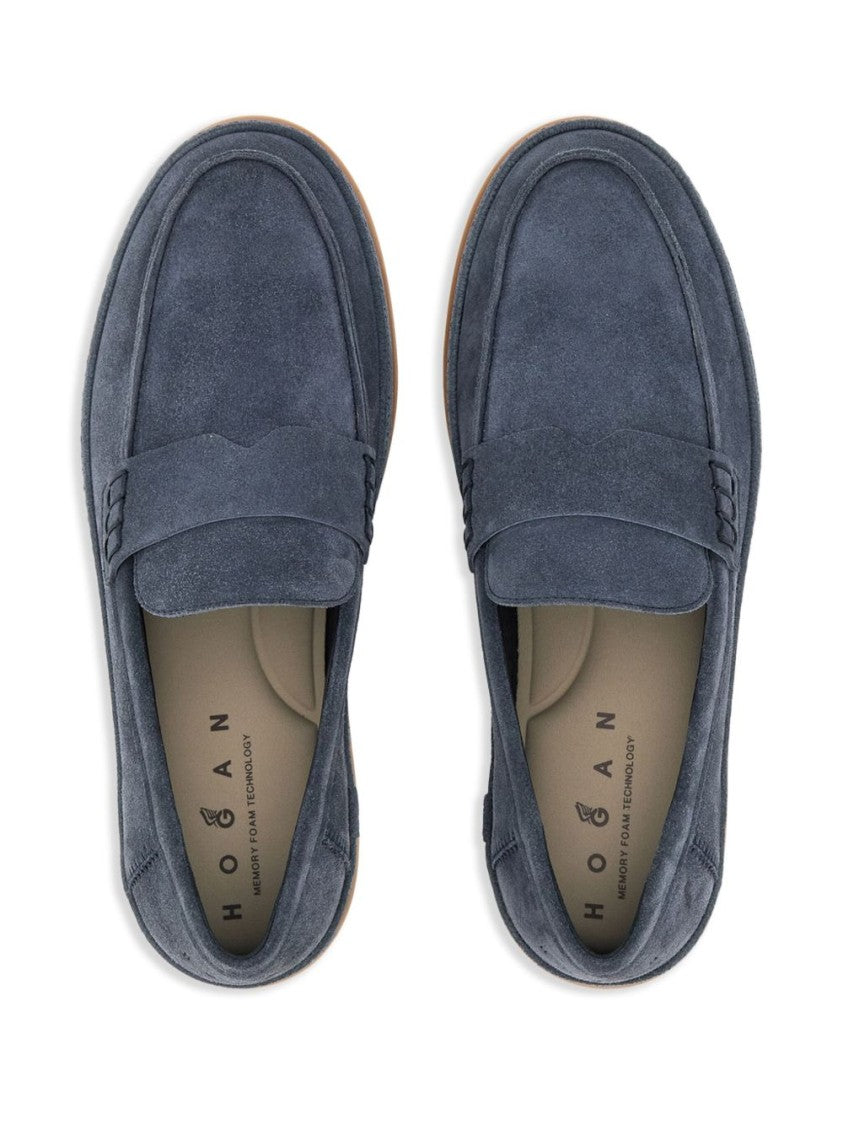 Hogan Navy Suede Flat Shoes