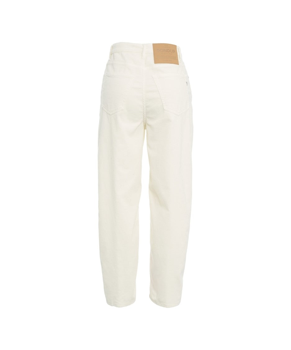 Dondup High Waist Relaxed Fit Trousers With Decorative Buttons