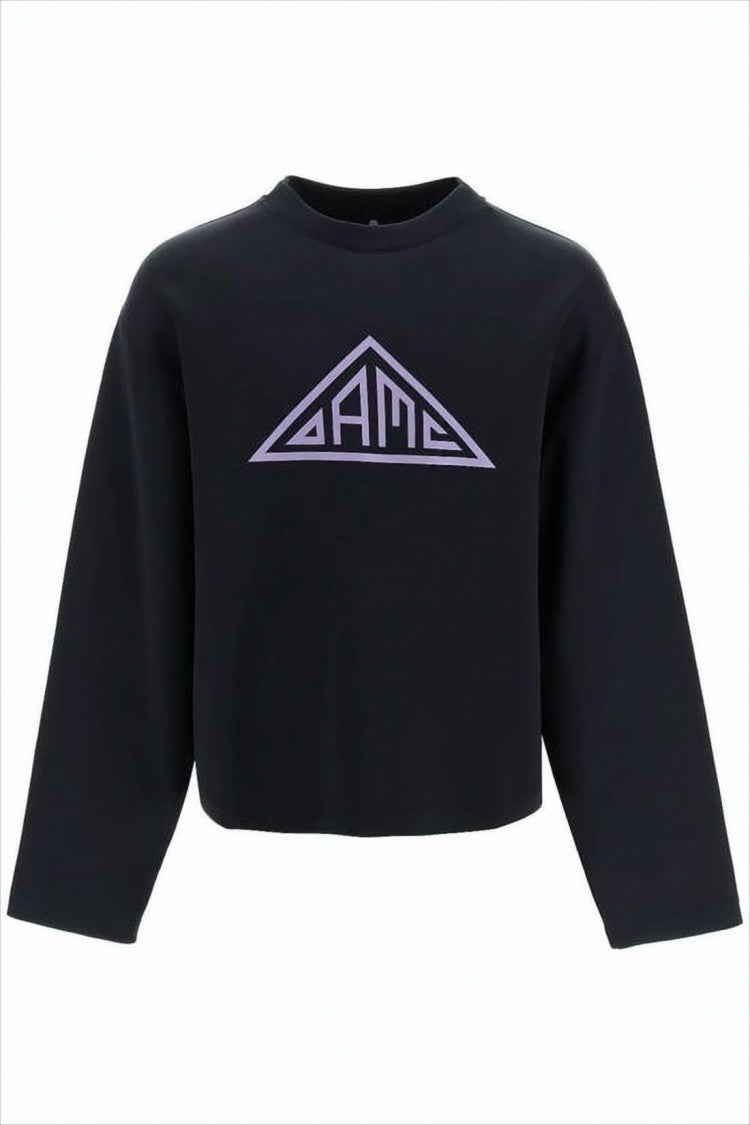 Oamc Boxy Cropped Long-Sleeve T-Shirt With Triangular Logo