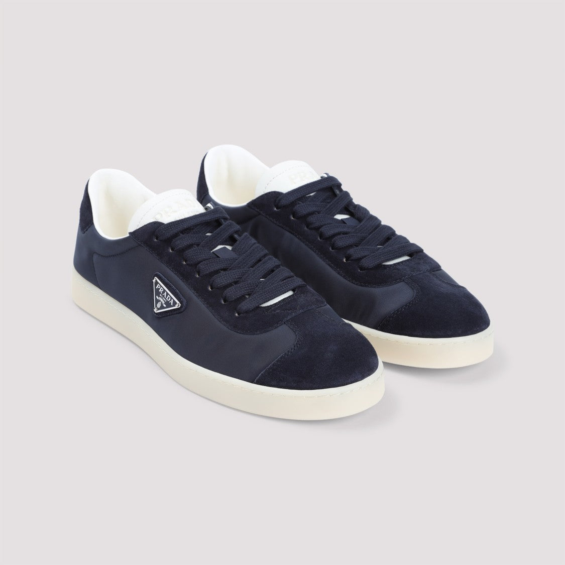 Prada Blue Sneakers With Suede Accents And Rubber Sole