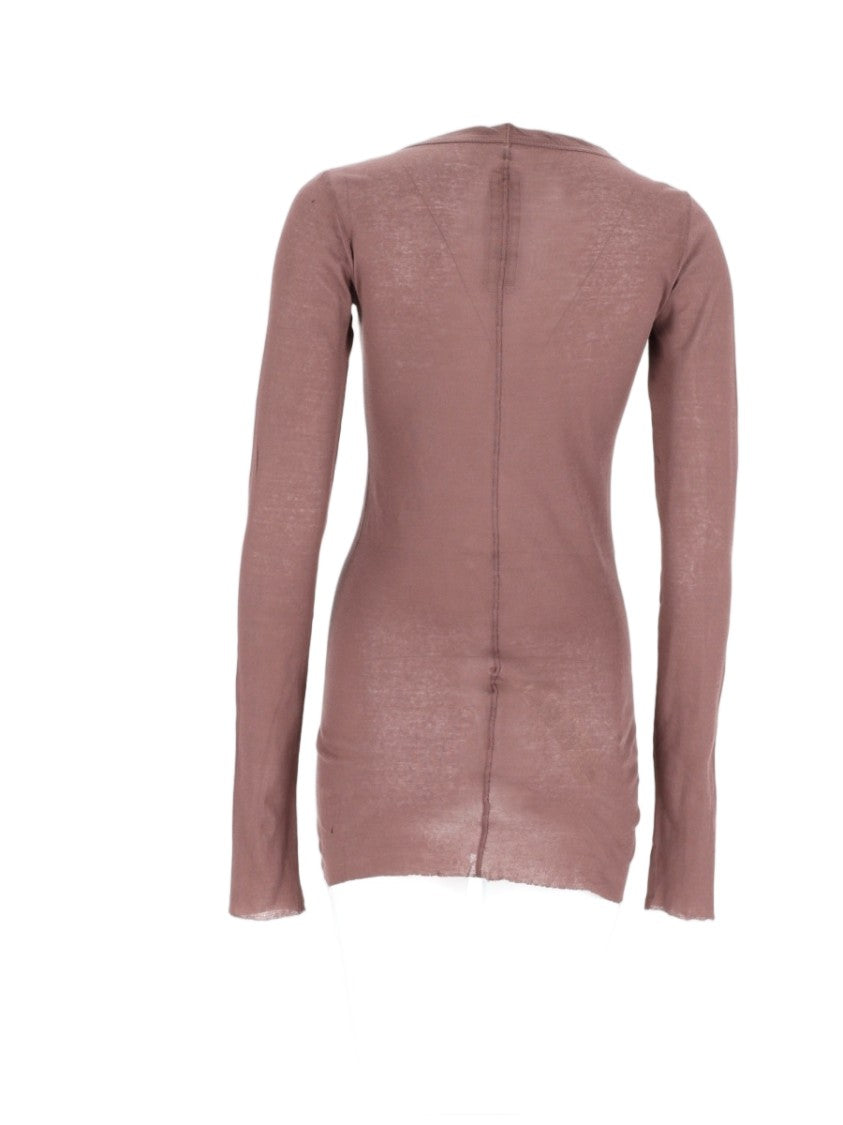 Rick Owens Long-Sleeved Sheer Texture Cotton Top