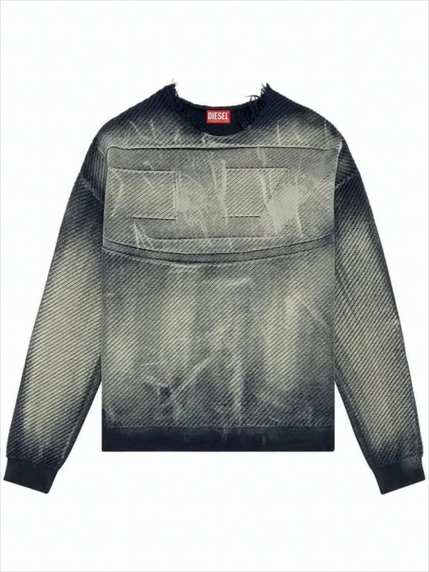 Diesel Gradient Textured Sweater With Distressed Finish