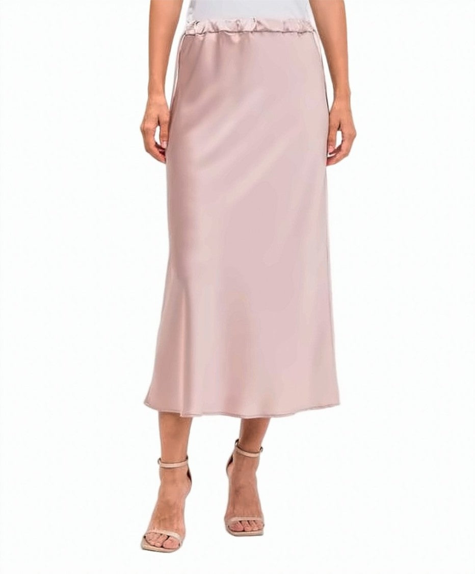 Max Mara Fluid Pink Midi Skirt With Drawstring Waistband