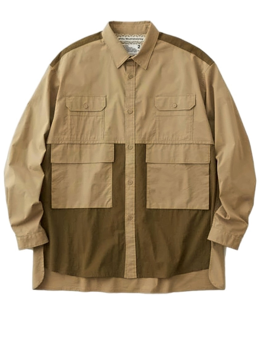 White Mountaineering Relaxed Fit Long-Sleeve Shirt With Contrasting Panels