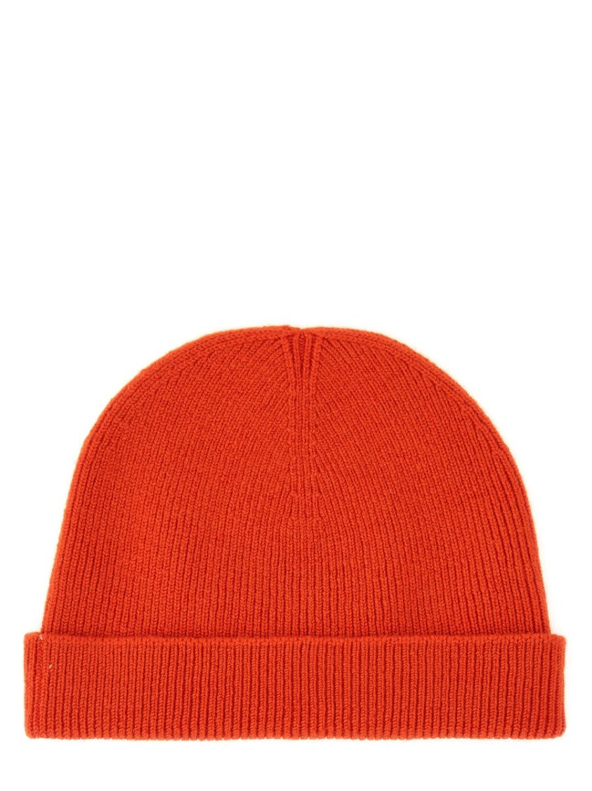 Jil Sander Ribbed Red Beanie Hat
