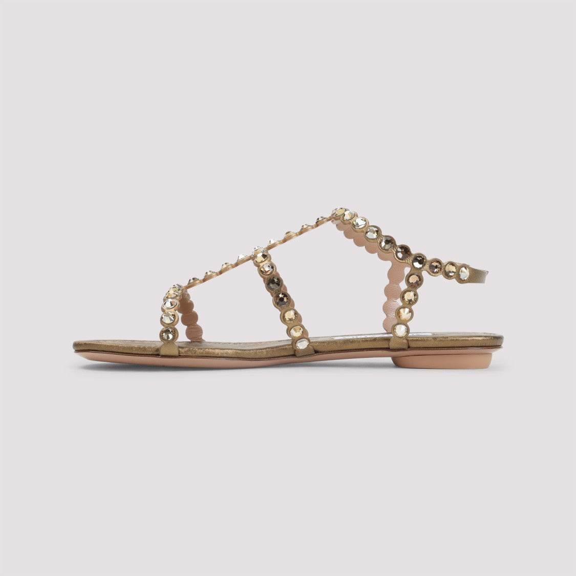 Aquazzura Gold Metallic Sandals With Reflective Studs