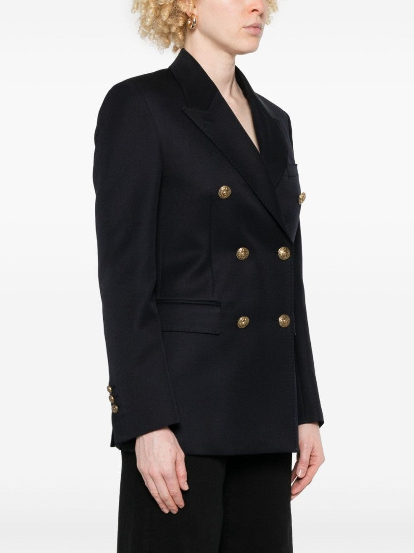Golden Goose Navy Blue Double-Breasted Jacket With Flap Pockets