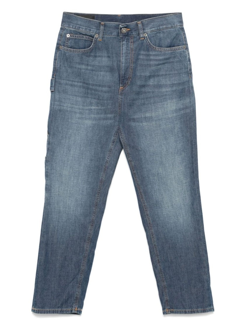 Dondup Faded Blue Relaxed-Fit Denim Trousers