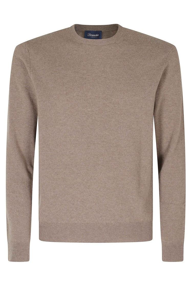 Drumohr Beige Crew Neck Cashmere Wool Sweater