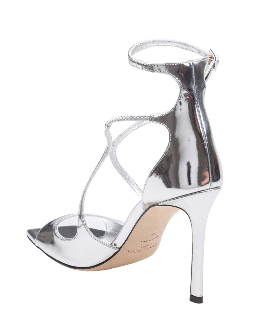 Jimmy Choo Sandal Azia 95 In Metallic Leather Color Silver