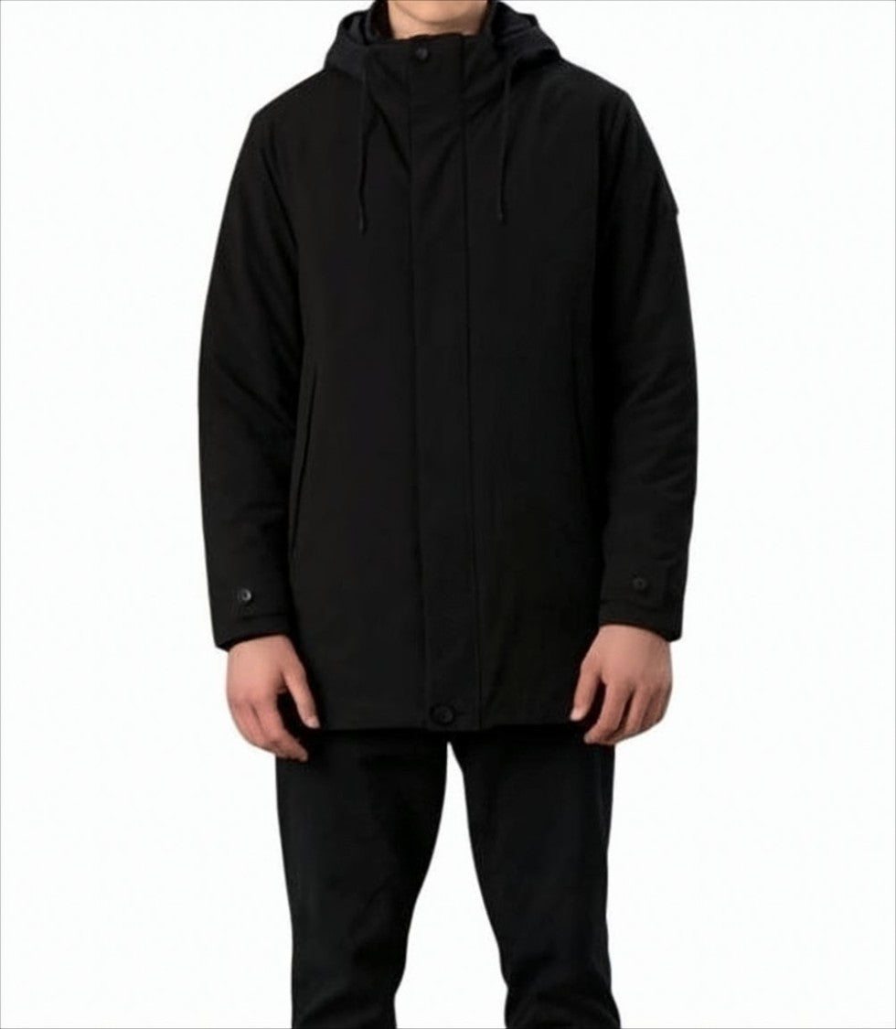 Rihunik Hooded Black Jacket With Zip Closure