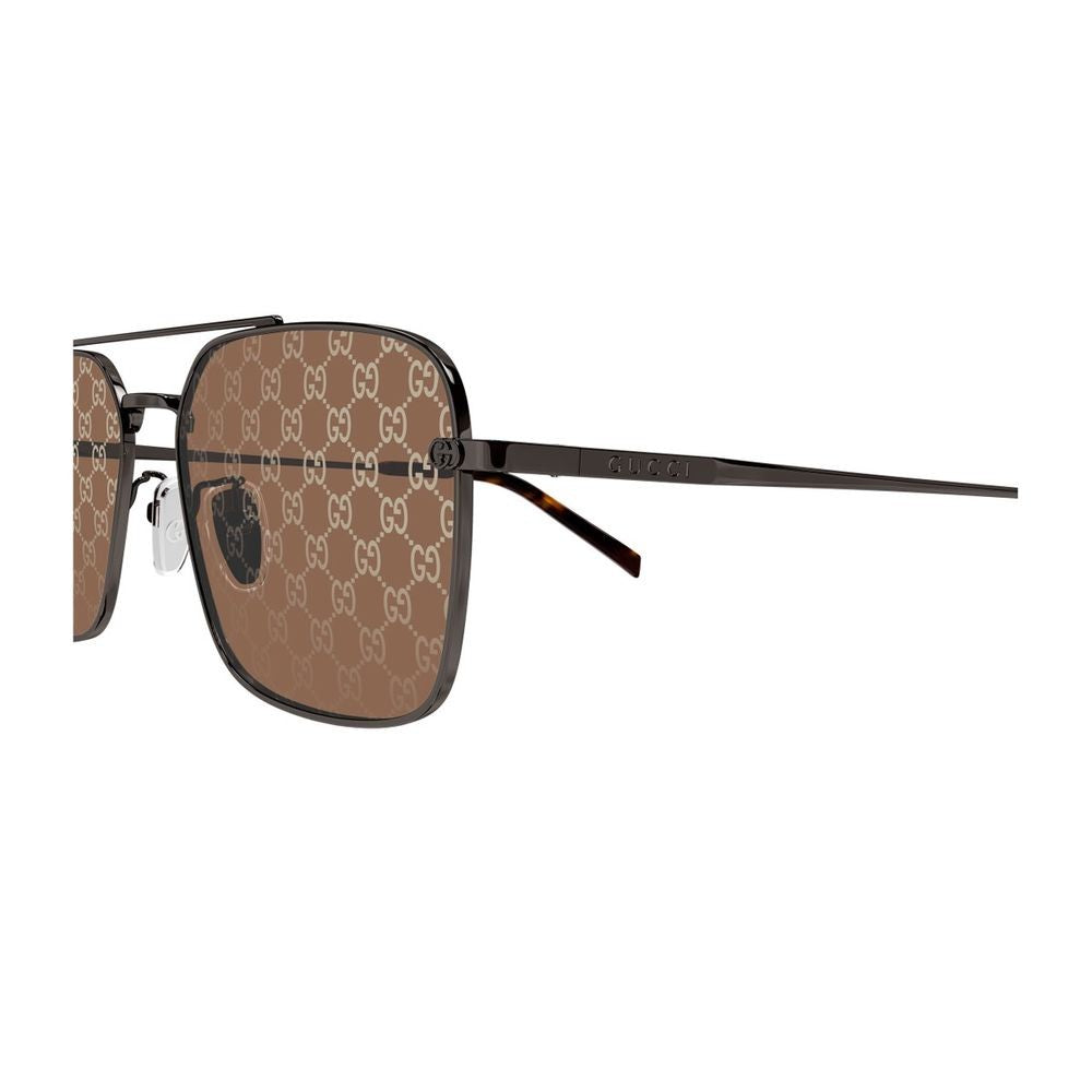 Gucci Gg1957sa Institutional Logo Line Caravan-Shape Gunmetal Sunglasses