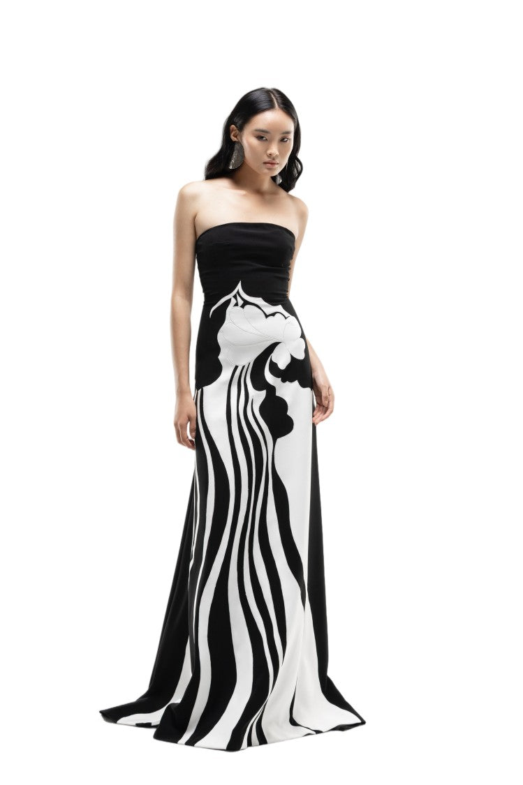 Saiid Kobeisy Strapless Embroidered Crepe Dress