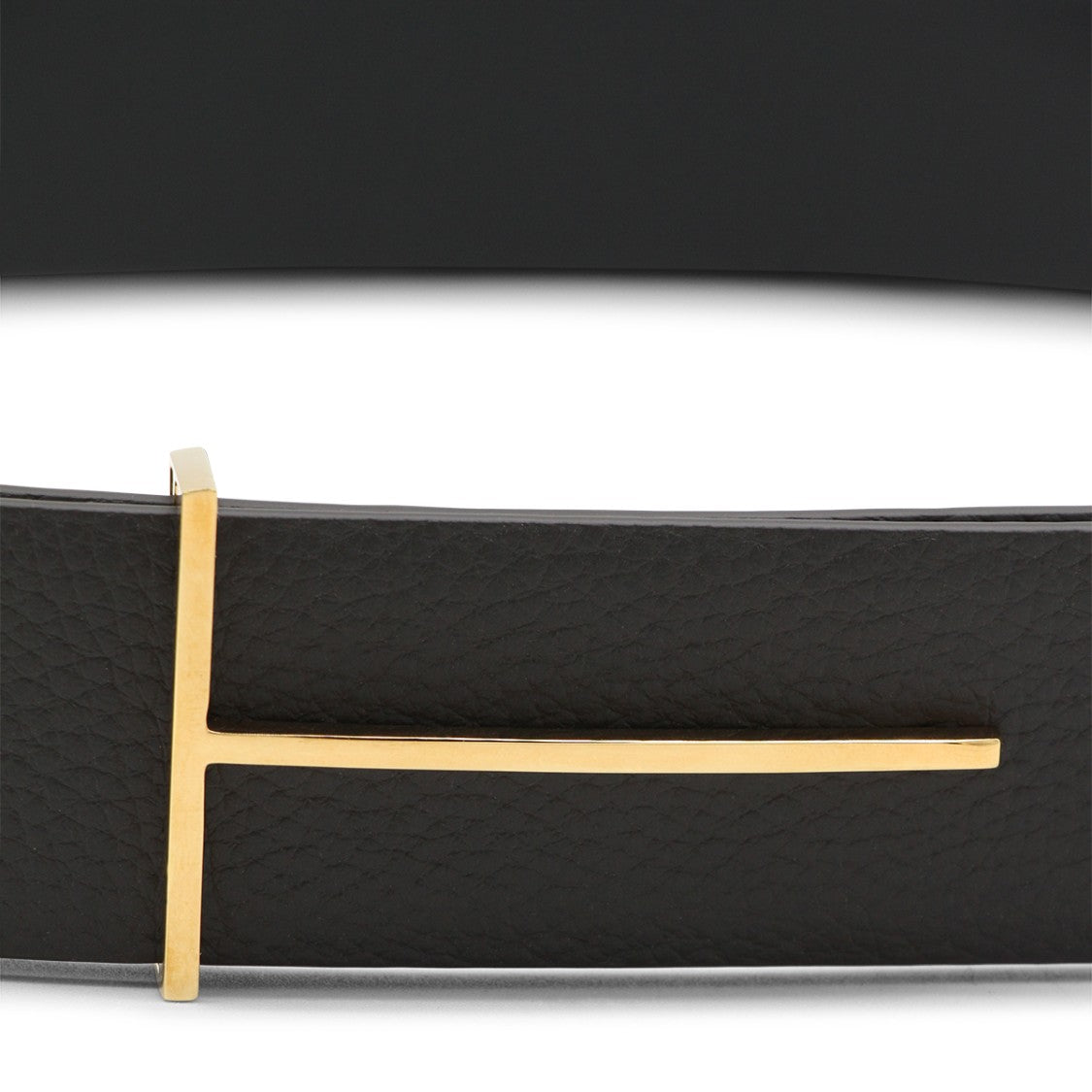 Tom Ford Textured Leather Belt With Gold-Tone Horizontal Buckle