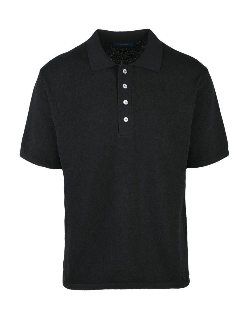 Daniele Fiesoli Black Brushed Knit Polo Shirt
