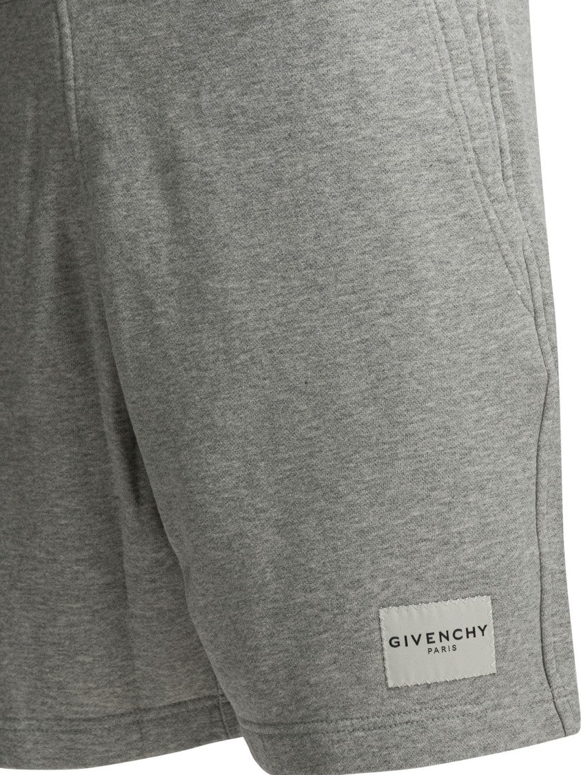 Givenchy Minimalist Grey Cotton Shorts With Elastic Waistband
