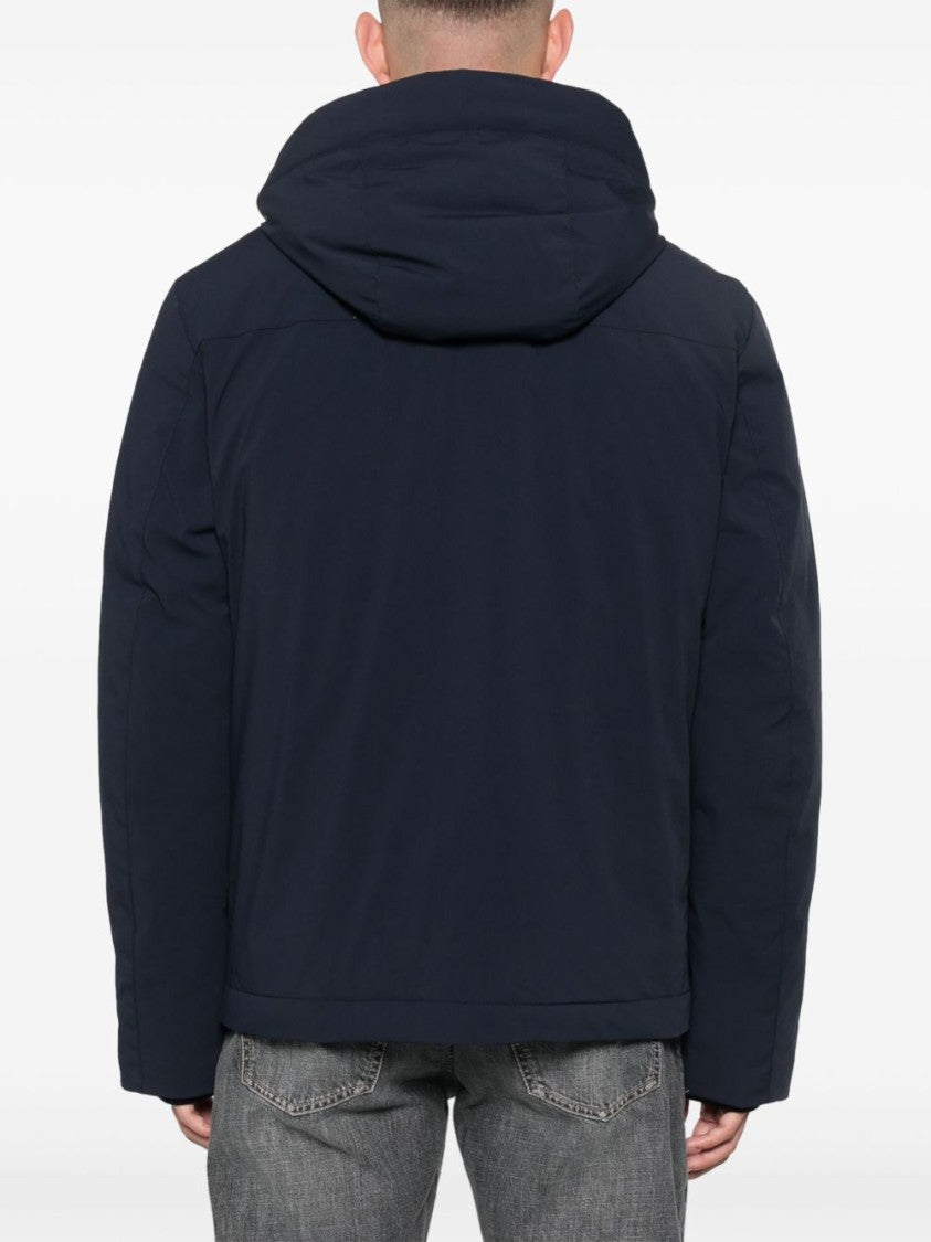 Woolrich Padded Navy Blue Jacket With Detachable Hood