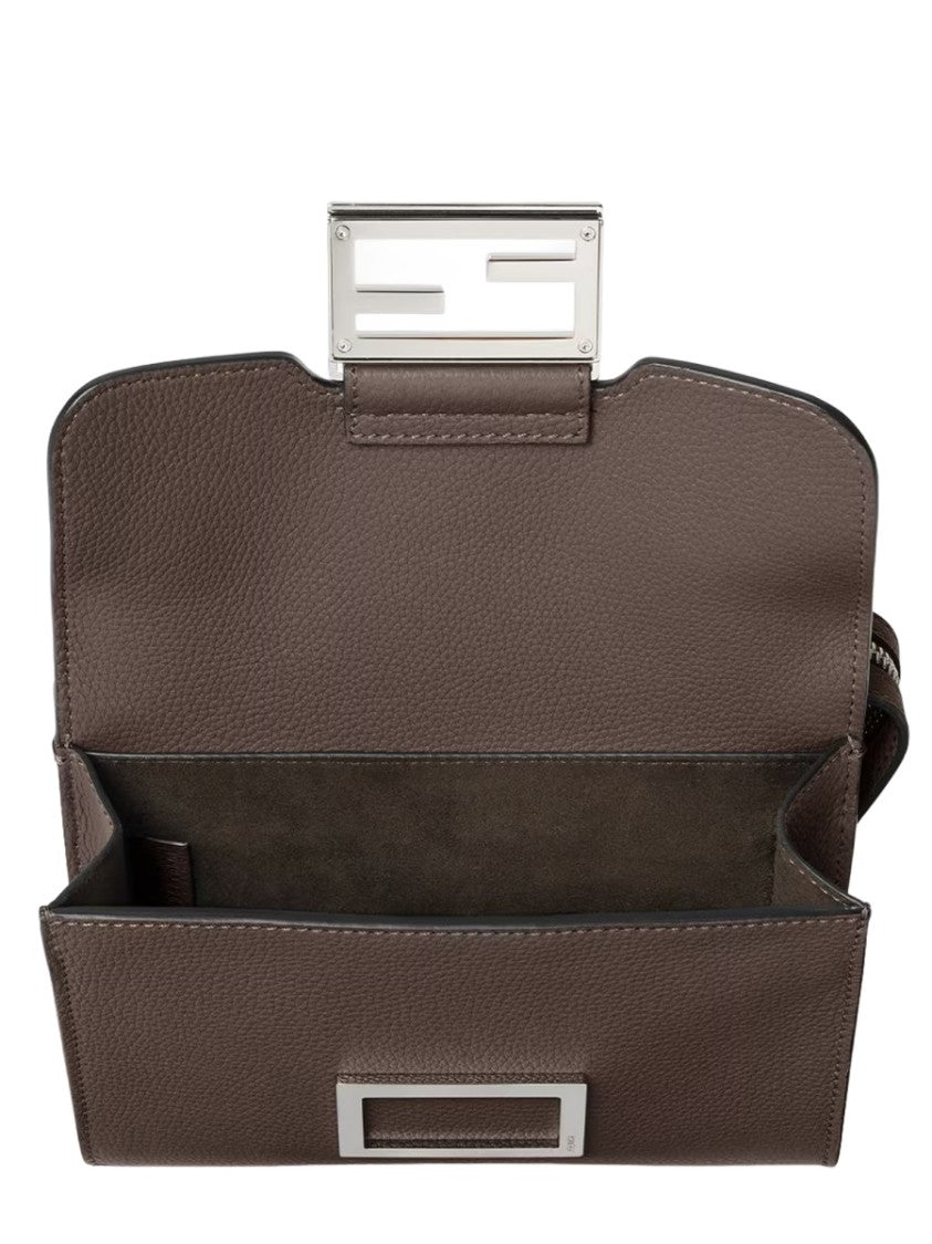 Fendi Leather Pebbled Baguette Shoulder Bag