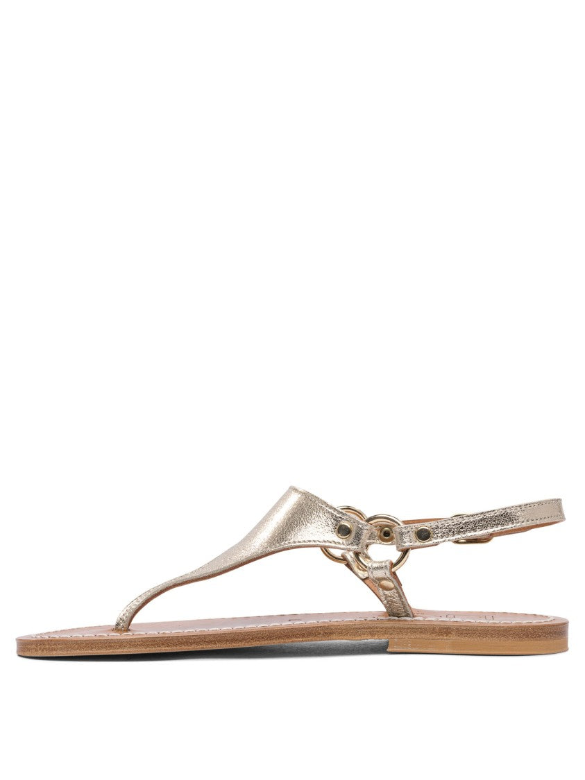 K.Jacques Sophisticated Leather Sandals With Metallic Finish