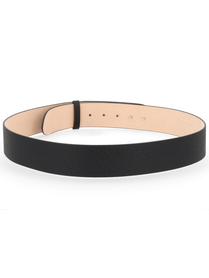 Maison Margiela Black Four Stitches Textured Leather Belt