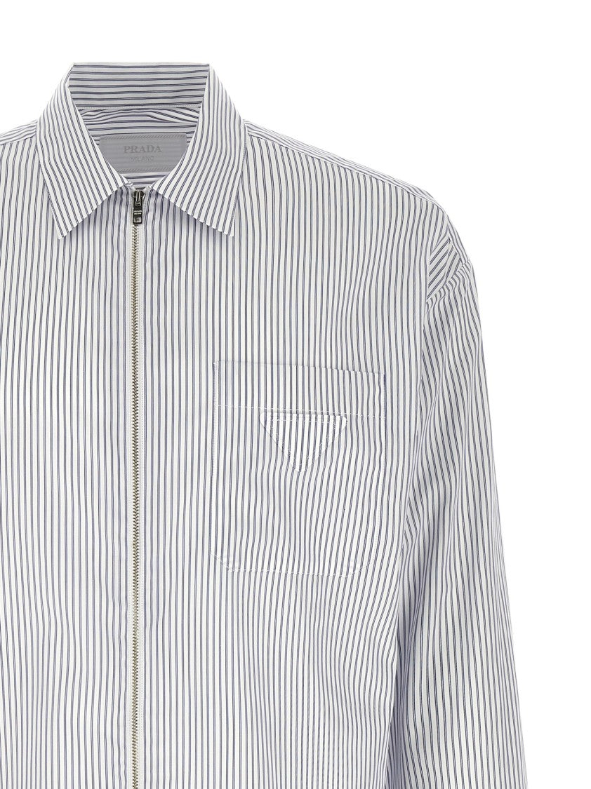 Prada Zip Striped Shirt