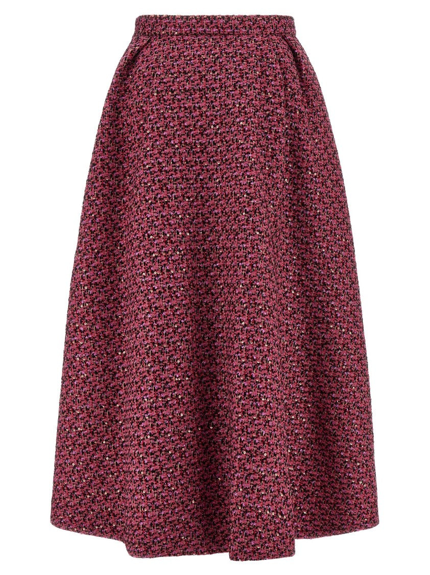 Alessandra Rich Wool Blend Tweed Skirt With Sequin Embellishments