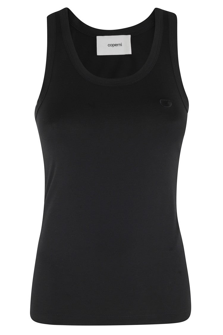Coperni Black Lightweight Logo Tone-On-Tone Cotton-Blend Tank Top