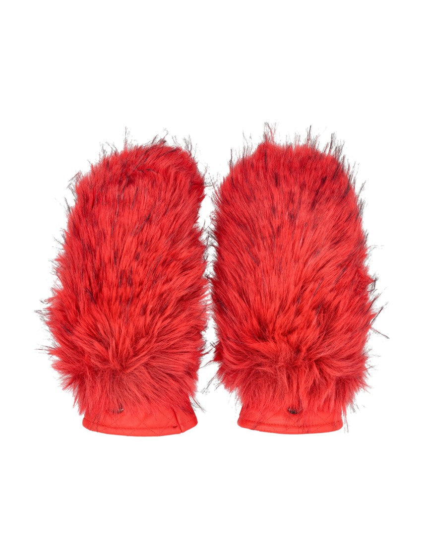 Goldbergh Vibrant Red Faux Fur Gloves
