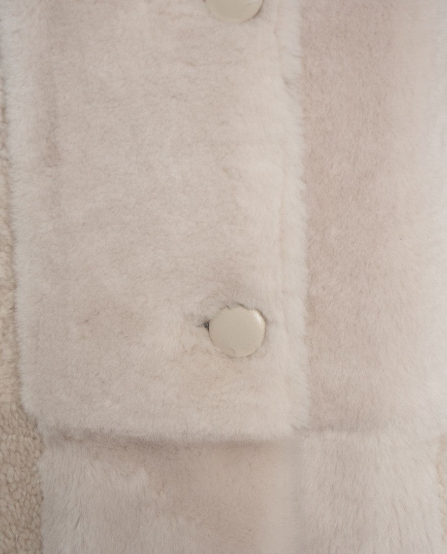 Desa 1972 Lamb Leather Coat With Voluminous Collar And Unique Textures