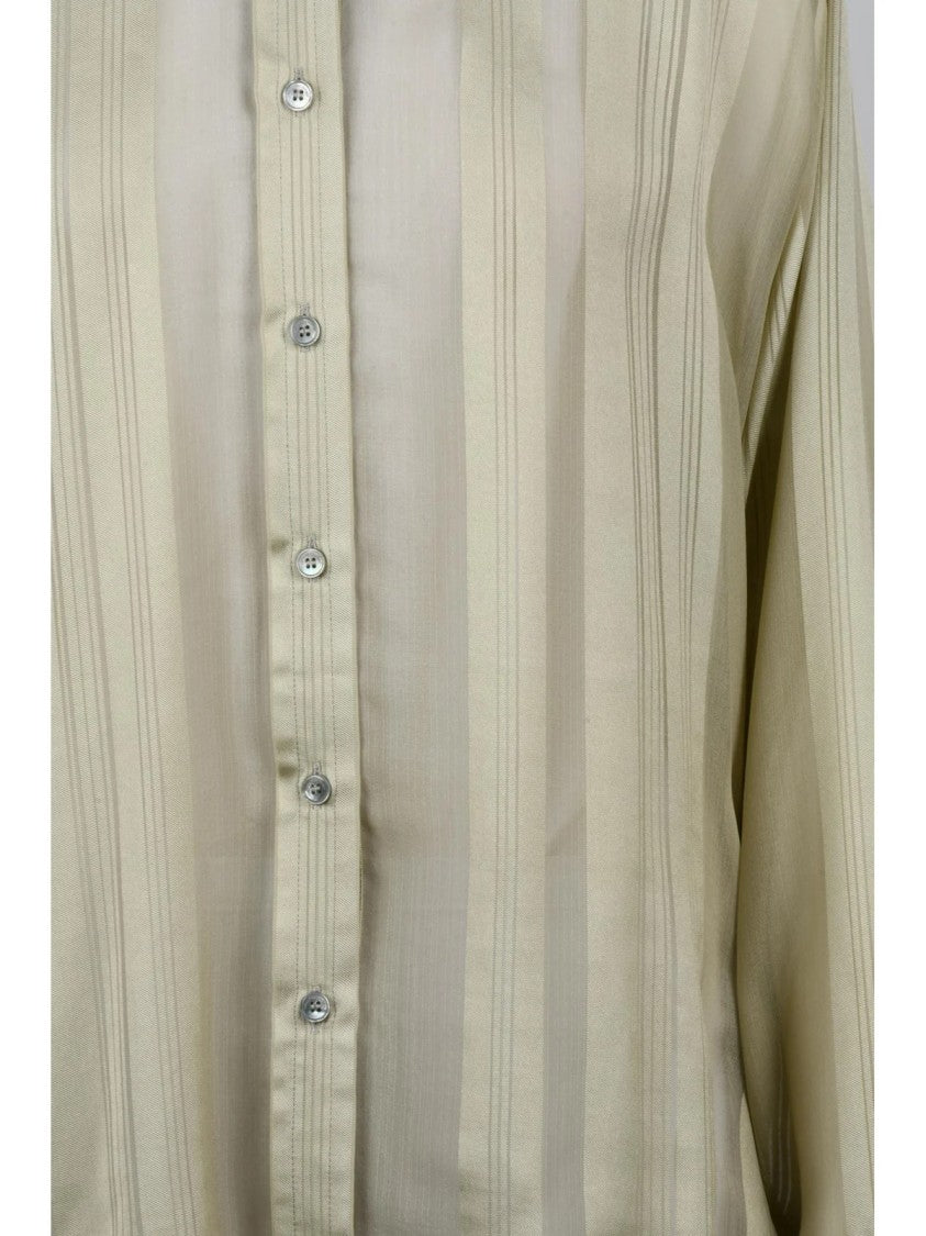 Stella Mccartney Beige Batwing Sleeve Wide Silk Shirt