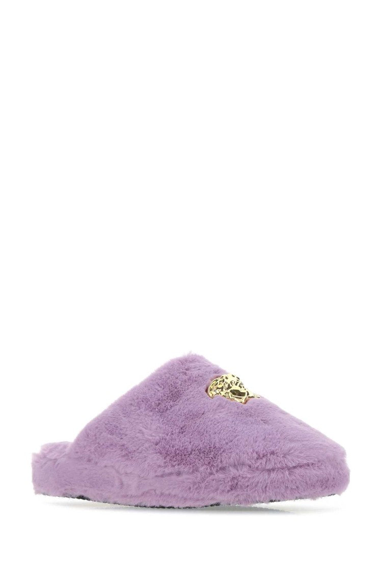 Versace Lilac Eco Fur Slippers