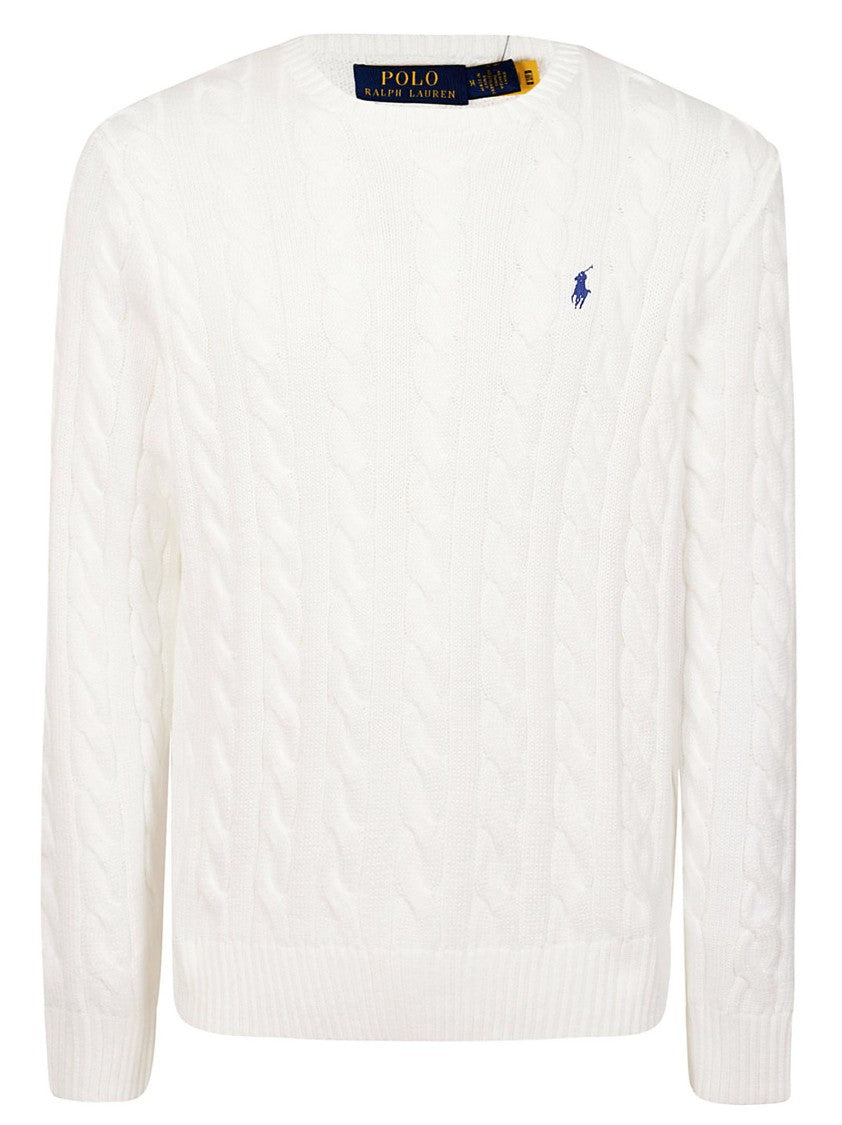 Polo Ralph Lauren White Cable-Knit Pullover