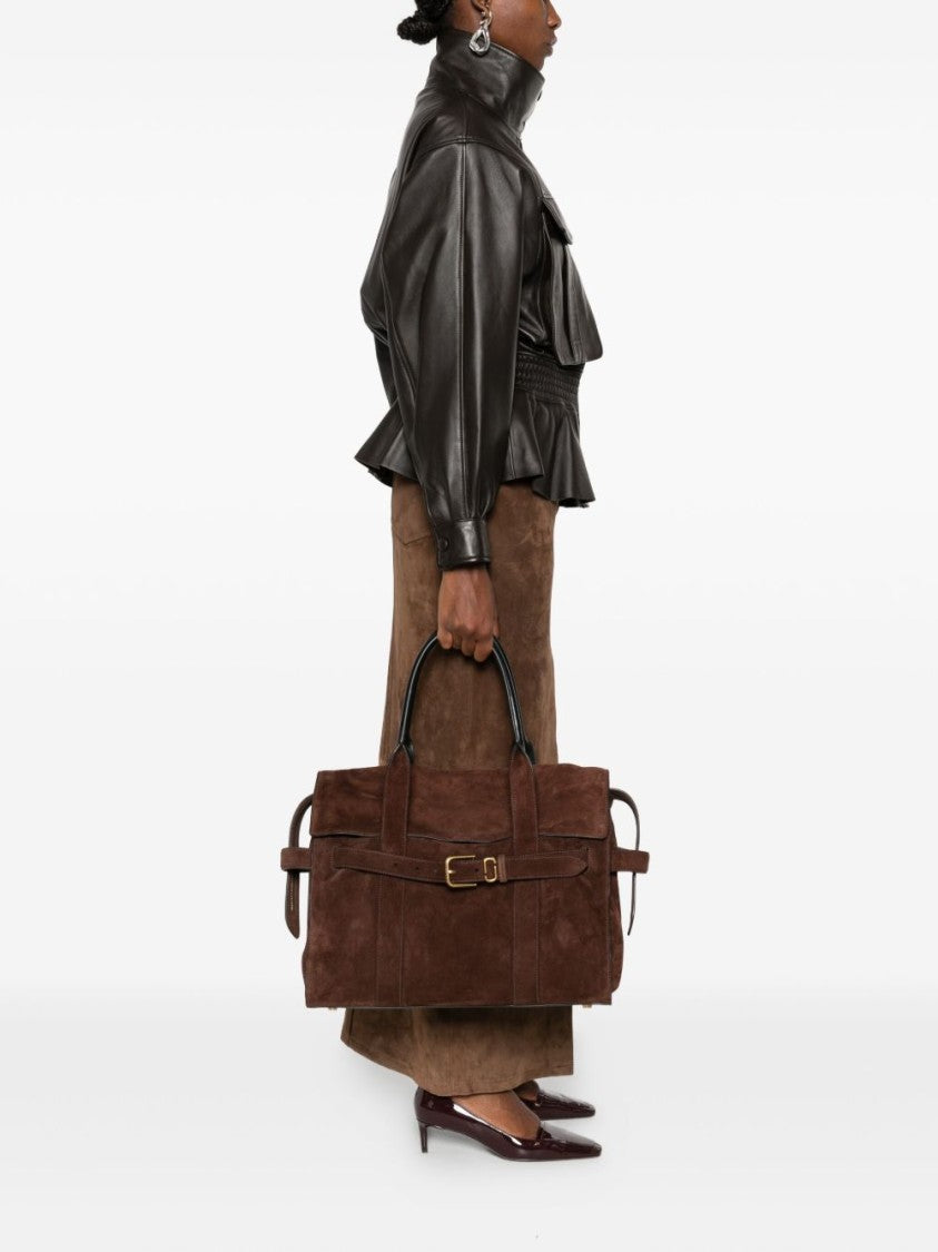 Marc Jacobs Structured Brown Cowhide Handbag With Gold-Tone Accents
